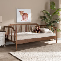 Baxton Studio MG0073-1-Walnut-Daybed Parson Classic Mid-Century Modern Walnut Brown Finished Wood Twin Size Daybedp